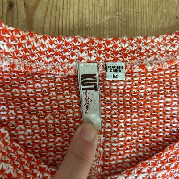 Kut From The Kloth Medium Orange White Knit Sweater - Picture 2 of 7